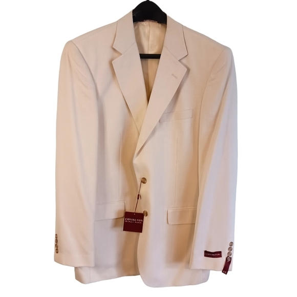 Size Large Covington Mens Blazer Jacket Cream Linen NWT Nautical Old Money - Picture 1 of 7